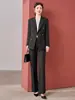 Traje Negro Profesional Set para Mujer Otoño Invierno Estudiante Universitario Entrevista Traje Profesional Examen de Funcionario Ropa de Trabajo Traje de Doble Botonadura