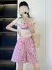 Shorts de cuadros estilo ins de verano para niñas, de cintura alta, adelgazantes, estampado de mariposas, pantalones casuales, shorts anchos y fluidos