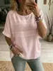 2026 Amazon Comercio Exterior Transfronterizo Verano Nuevo Estilo Europeo y Americano Top Casual Holgado de Manga Tres Cuartos de Color Sólido con Cuello Redondo para Mujer