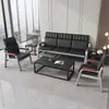 Sofá de oficina, sofá de tres plazas, mesa de centro, sofá simple moderno para oficina de negocios, sofá de recepción con estructura de hierro para sala de recepción