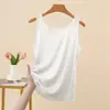 Nuevo estilo de verano top de tirantes acanalado de algodón con cuello redondo, ajuste ceñido, simple, con ribete de encaje, patchwork, top sin mangas versátil