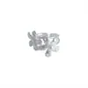 Anillo de Flor Tejida con Perlas para Mujer Estilo Frío Sentido de Alto Nivel Ins Irregular Papel de Estaño Anillo Abierto