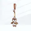 Chaveiro Pingente Decorativo Urso Fofo DIY Feito à Mão com Cordão Marrom para Carro e Celular