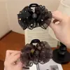 Grampo de Cabelo Flor de Renda Estilo Francês, Elegante Acessório de Cabelo para Coque na Parte de Trás da Cabeça, Cabelo Semi-Preso, Presilha de Tubarão, Acessório de Cabelo de Luxo