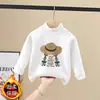 Camiseta Térmica de Forro Polar Base para Niñas, Nuevo Estilo Otoño/Invierno 2026, Manga Larga, Cuello Semi-Alto, Top Cálido para Bebé Niña