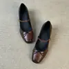 Zapatos Mary Jane de tacón grueso de corte bajo con punta cuadrada para mujer con lazo, nuevo modelo 2026, tela retro francesa