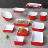 Plato para Guarnición de Restaurante de Barbacoa Blanco y Rojo de Melamina Caja Creativa Comercial para Brochetas Hot Pot Platos Fríos Bowl Inclinado para Verduras