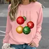 Amazon Comércio Exterior Europeu e Americano Transfronteiriço Outono e Inverno Natal Estampado 3D Confortável Casual Manga Longa Gola Redonda Tops Femininos