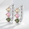 Brincos de Diamante com Borla Europeus e Americanos Mais Vendidos Transfronteiriços Estilo Festa Luxo Leve Zircônia Super Brilhante Elegantes Brincos Meia Argola para Mulheres