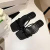 Nuevas sandalias de tacón alto de punta cuadrada estilo francés para verano con tiras finas y tacones gruesos, chanclas planas de verano para mujer para usar en exteriores