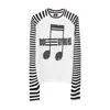 Camiseta Raglan Leve Sub-Sônica Listrada Desgastada de Manga Longa Estampada Listrada para Homens e Mulheres Camada Base Streetwear Solta