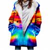 Estilo europeo y americano transfronterizo Amazon nuevo abrigo trench para mujer invierno engrosado estampado copo de nieve 3D botón abrigo con capucha