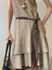Cadena de Cintura Trenzada de Cuerda con Cuentas de Madera Estilo Étnico Bohemio para Vestidos y Pantalones, Cadena Decorativa con un Toque de Lujo