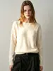 Top de punto de cachemira de alta calidad con seda de morera y lana, fino, corte relajado, principios de otoño, suéter de lana merino, tejido agradable para la piel