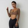 Roupa de Yoga Cruzada Europeia e Americana Manga Longa Lisa T-shirt Justa Plissada Top Esportivo Fitness Top de Yoga Justo Feminino