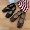 Zapatos Mary Jane Redondos Plisados Estilo Retro con Lazo Zapatos de Ballet para Mujer Estilo Coreano Versátiles Cómodos Versátiles Zapatos de Suela Blanda