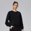 Ropa de Yoga Otoño e Invierno, Sudadera Deportiva Casual, Gama Alta, Suave y Sedosa, Estilo Corto, Para Personas Altas, Holgada, Cuello Redondo, Mangas Largas Deportivas de Moda