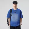 Camiseta Casual Masculina Xintang Estilo Americano Manga Curta Estampada Versátil Solta Gola Redonda Lavada Pesada 210g Verão