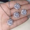 Joyería en vivo 2021 Nuevos aretes de botón de girasol para mujer chapados en platino con incrustaciones de diamantes de alto carbono