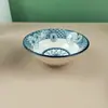 Cuencos y Platos de Cerámica Blue Charm: Popular Vajilla de Estilo Japonés para Uso Doméstico, Cuenco de Cerámica con Color Bajo Esmalte para Sopa y Fideos, Apto para Microondas