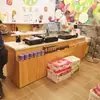 Expositor de Frutas em Camadas Feito Sob Medida para Supermercado de Alimentos Frescos Prateleira de Frutas e Legumes de Supermercado Estante de Loja de Frutas Mesa de Corte de Frutas Balcão de Caixa