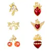 Moda europea y americana transfronteriza 14K oro real alas de amor hongo lazo collar colgante circón accesorios de joyería diy