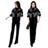 Abrigo casual de moda con forro polar y costuras gruesas para mujer, pantalones de pierna ancha, conjunto de dos piezas, nuevo traje cálido de invierno 2024