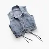 Nuevo Chaleco de Mezclilla 2022 Verano Delgado Top para Mujer Ajustado Combinable Adelgazante Rejuvenecedor Chaqueta con Cordones y Bolsillo Grande