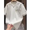 Camiseta de Manga Corta con Bordado Floral de Marca de Moda de Verano Estilo Japonés Juvenil Moderna Holgada Versátil