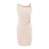 Vestido de Verano para Mujer Estilo Hepburn Francés con Tira Retorcida, Estilo Kendall Jenner, Ceñido a la Cintura, Fruncido, Adelgazante, Bodycon Corto