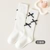 Nuevos Calcetines para Niña para Primavera y Otoño, Calcetines Coreanos Retro Delgados hasta la Pantorrilla, Estilo Ballet con Lazo, Calcetines Largos Tridimensionales Negros, Blancos y Grises