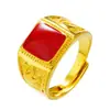 Anel Aberto com Gotejamento de Óleo Vermelho/Verde/Preto, Anel Masculino de Latão Banhado a Ouro, Anel Banhado a Ouro com Pedra Preciosa para Mulheres como Presente
