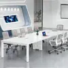 Mesa Grande Blanca para Reuniones Mesa Larga Mesa Simple Moderna para Capacitación Negociación Mesa Larga en Tira Combinación de Escritorio y Silla para Oficina de Personal