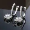 Ebay Amazon Europeos y Americanos Más Vendidos Pendientes Cuadrados Redondos Simples de Circonita Femeninos Elegantes Populares Joyería de Celebridades