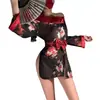 Qiaoduo Lencería Sexy Sexy Hombros Descubiertos Un Hombro Estilo Japonés Kimono Cárdigan Transparente Uniforme No Necesita Quitarse Traje de Sirvienta