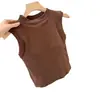 Nuevo Estilo Otoño e Invierno Chaleco Cálido Engrosado Cepillado de Cuello Medio Alto para Mujer, Algodón Puro Ajustado con Almohadillas en el Pecho, Camiseta Base de Capa Interior Forrada de Felpa