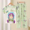 Pijama Nuevo de Verano para Niñas, Manga Corta y Pantalón Largo, Lindo Conjunto de Ropa de Casa para Bebés y Niños Mayores, para Usar como Ropa de Exterior