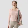 Ropa de Yoga para Mujer 2026 Estilo Nuevo con Almohadillas en el Pecho, Top de Tirantes Falso Dos Piezas de Manga Larga, Traje de Fitness Deportivo para Correr y Ciclismo para Mujer
