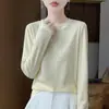 Suéter de Tricô Fino Lyocell Estilo Coreano com Gola Redonda para Mulheres, Nova Coleção Primavera/Verão 2026, Camisa Básica Versátil Simples, Top Elegante