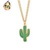 Ins Estilo Harajuku Marca Japonesa Chao Collar de Cactus Atardecer y Nacimiento Fan Literario y Artístico Colgante para Hombre Chao Colgante de Acero de Titanio