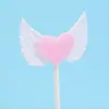 Decoração de bolo de asas de pena de anjo, lindo cartão de bolo de aniversário, acessórios de encaixe para mesa de sobremesas de festa de casamento