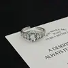 Anillo Abierto de Piedra Lunar Francesa y Circonita para Mujer Diseño de Nicho Lujo Accesible Gama Alta Anillo Personalizado para Apilar