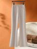 Pantalones de Lana a Cuadros para Mujer, Otoño e Invierno de Cintura Alta, Pantalones de Traje Fluidos de Campana, Nuevos Pantalones Casuales de Corte Ajustado de Tencel Acetato 2026