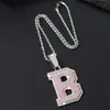 Collar Colgante Cubano Letra B Plata en Polvo Grande suit Aleación Joyería Completamente Diamantada suit Tendencia de Moda Transfronteriza
