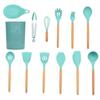 Nuevo Color Verde Bosque Juego de Utensilios de Cocina de Silicona de 12 Piezas Espátula para Cocinar Utensilios de Cocina Herramienta Cuchara Soporte Cucharas Set Cubo de Almacenamiento