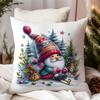 Funda de Almohada de Elfo Navideño de Invierno Pintada a Mano con Acuarela Decoración de Cojín para Sofá del Hogar Amazon Transfronteriza