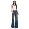 Naranja Juvenil # Jeans acampanados de tiro bajo, corte slim, para mujer, con diseño desgastado, pantalones de campana modernos y versátiles