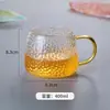 Taza Martillo de Vidrio de Borosilicato Alto al por Mayor Estilo Japonés Simple Taza de Café Martillo Taza Martillo de Vidrio de Borosilicato Alto con Mango de Color
