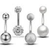 Conjunto de Anéis para Umbigo Amazon Cross-Border E-Commerce 12 em 1 de Aço Inoxidável com Studs de Zircônia Exquisite de Quatro Garras para Umbigo