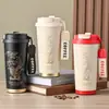Caneca de Café Térmica Novo Estilo Lírio-do-Vale, Copo Térmico de Aço Inoxidável, Copo de Dupla Utilização com Aparência Sofisticada, Copo de Viagem de Luxo Leve